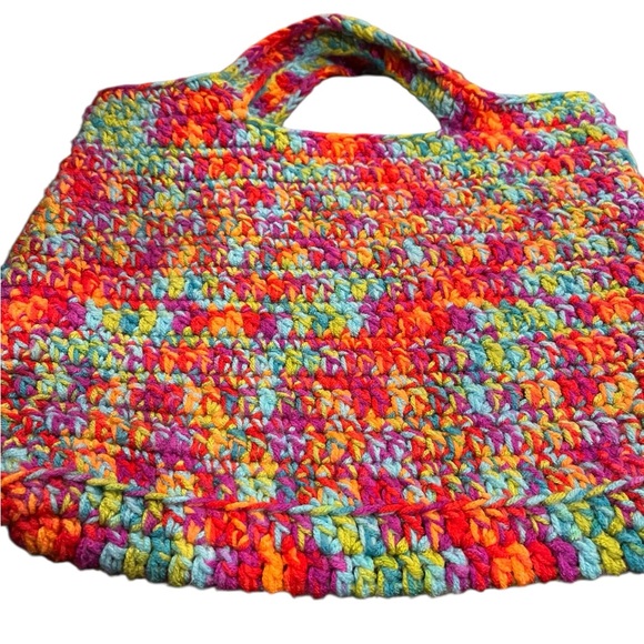 Vintage handcrafted multicolored Crochet handbag - Picture 3 of 7